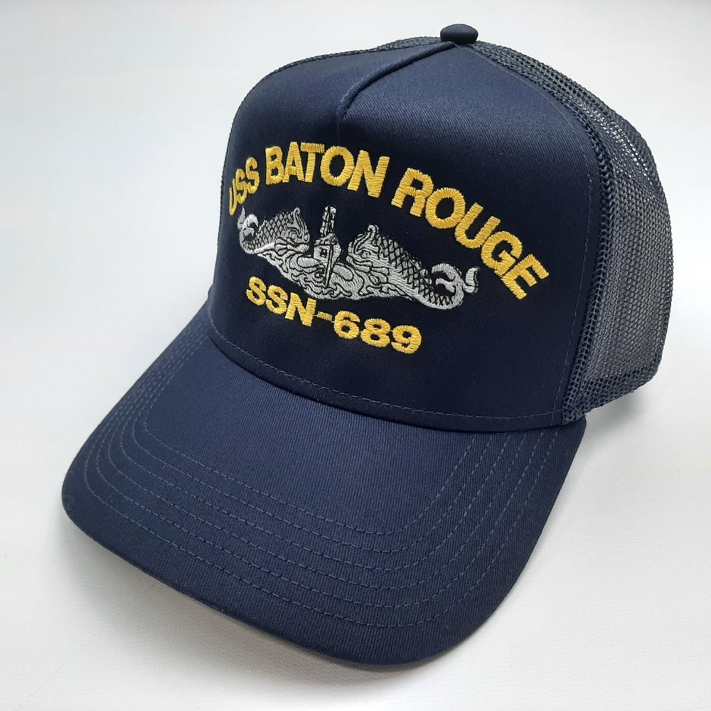 USS Baton Rouge SSN-689 Submarine Boat Ship Hat Cap Mesh Snapback Navy Blue